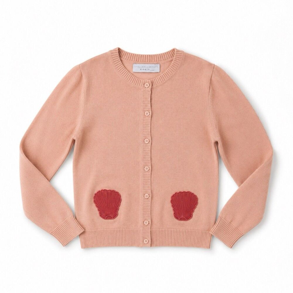 Stella McCartney Pink Lauren Girls Knit Cardigan Size 10 Sea Shell Applique